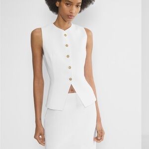 Aritzia White Sleeveless Blouse with Gold Accents